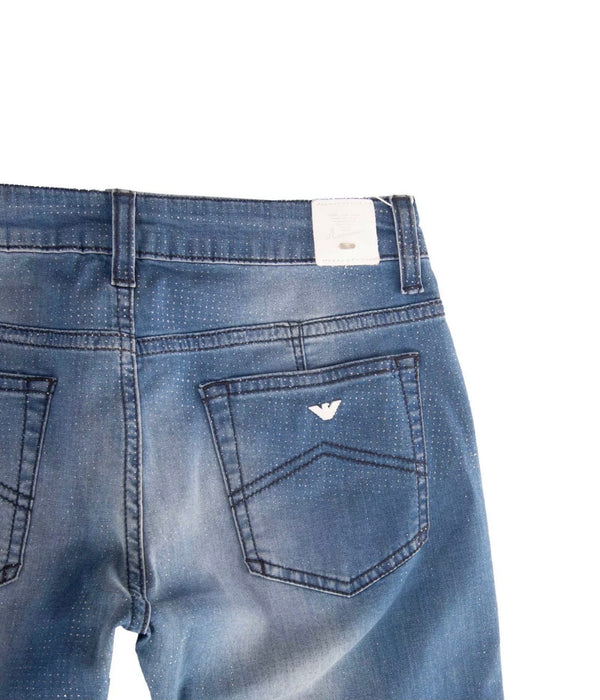 ARMANI JUNIOR Girls Skinny Jeans With Glitter Effect & Logo