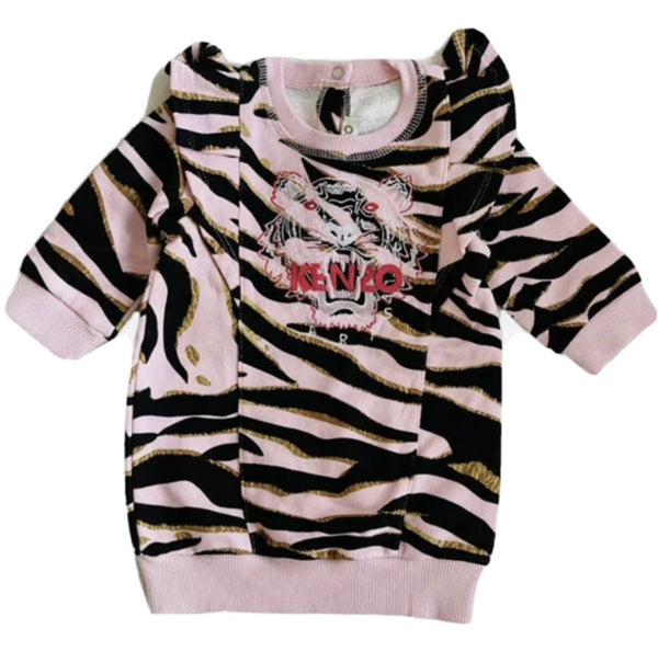 KENZO Baby Girl Dress Animal Print Pink/ Black /Gold