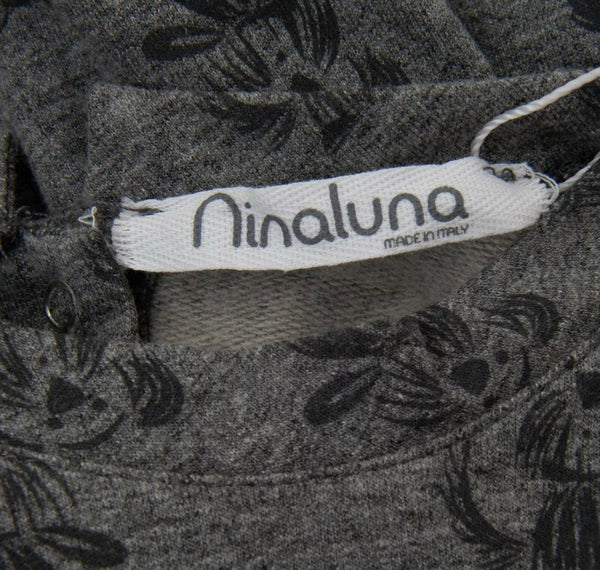 NINALUNA Baby Girl Grey Sweat Dress With Dog Pattern