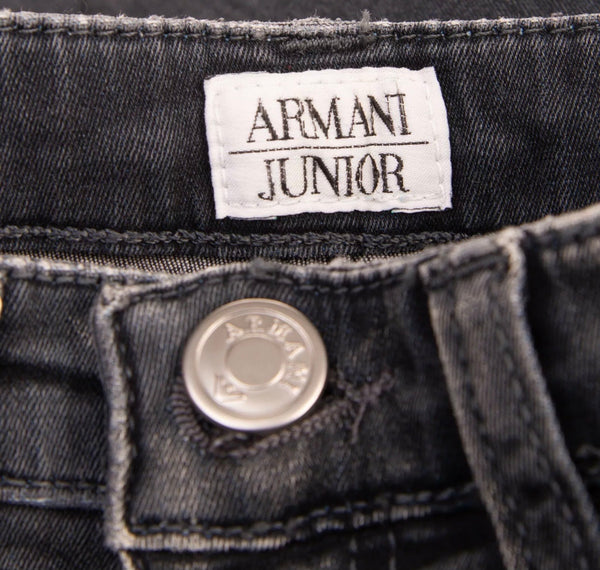ARMANI JUNIOR Girls Grey Skinny Jeans With Metal Logo