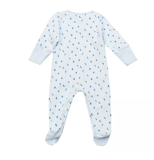 ABSORBA Baby Light Blue Cotton Babygrow With Boat Pattern