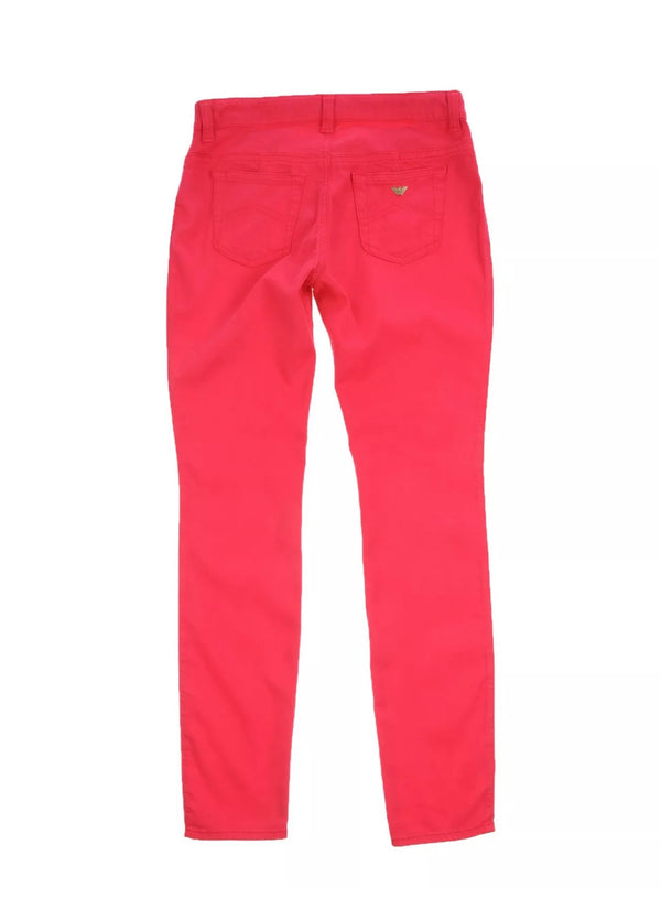 ARMANI JUNIOR Girls Pink Skinny Jeans With Logo & Gold Heart