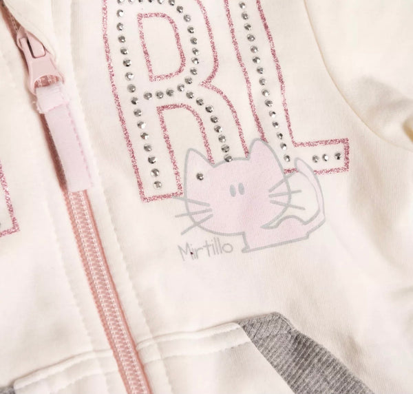 MIRTILLO Baby Girl Tracksuit With Rhinestones & Logo