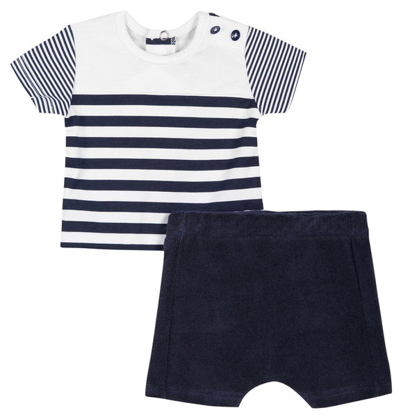 Absorba Baby Boys Navy Striped Shorts Set
