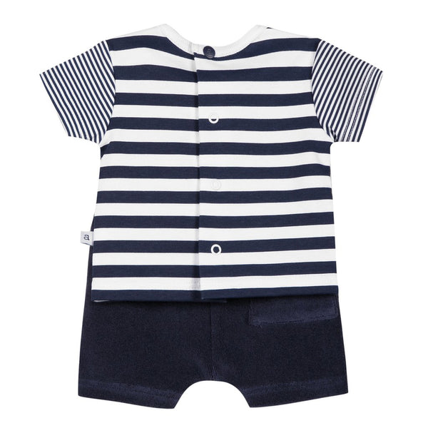 Absorba Baby Boys Navy Striped Shorts Set