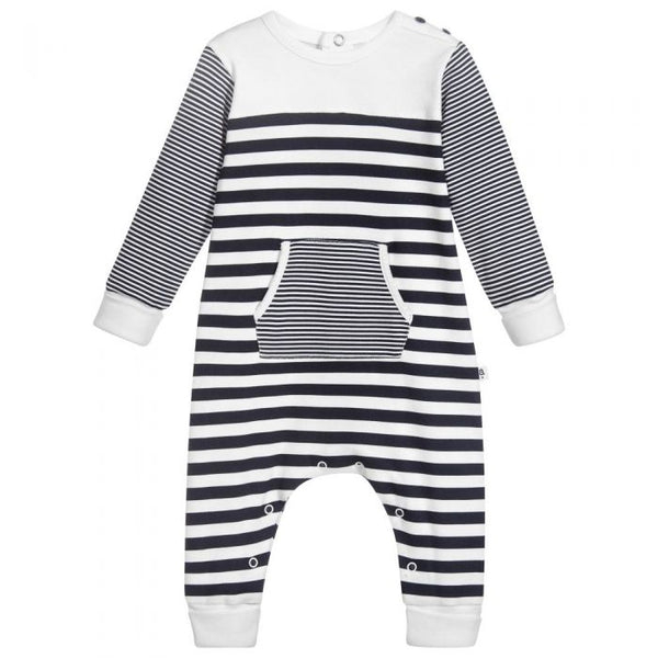 Absorba Navy Multi Stripe Footless Babygrow With Pocket