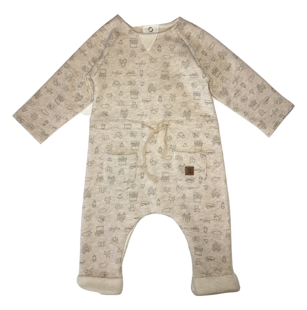 Absorba Baby Cream And Brown Babygrow With Pockets