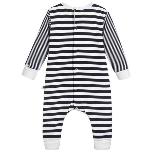 Absorba Navy Multi Stripe Footless Babygrow With Pocket