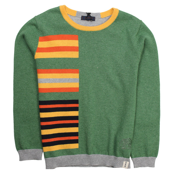 Atipico Boys Multicolour Knitted Sweater With Elbow Patches
