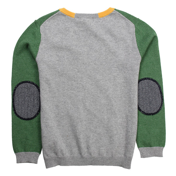 Atipico Boys Multicolour Knitted Sweater With Elbow Patches