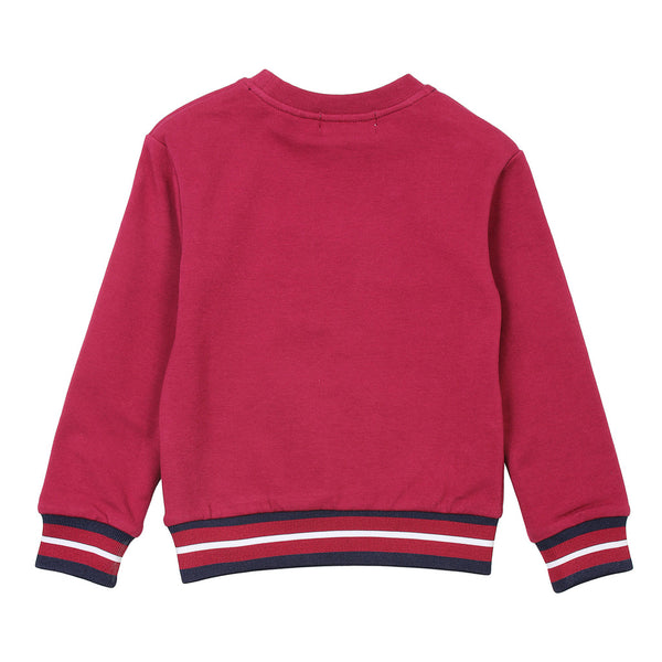 AYGEY Boys Red Jumper With Front Text And Stripes