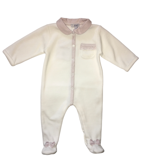 Absorba Baby Girls White and Pink Babygrow With Pocket And Bows