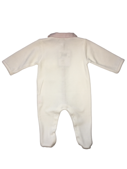Absorba Baby Girls White and Pink Babygrow With Pocket And Bows