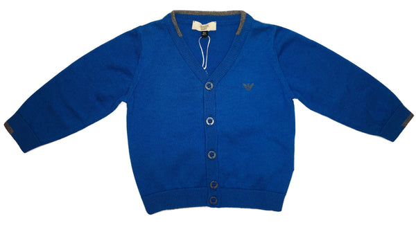 Armani Baby Boys Blue and Grey Cardigan With Logo