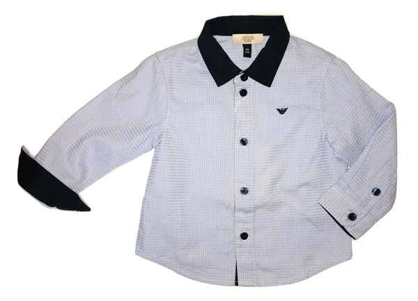 Armani Baby Boys Blue and Navy Blue Shirt With Logo
