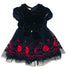 Blumarine Girls Navy Blue Ruffle Dress With Red Roses