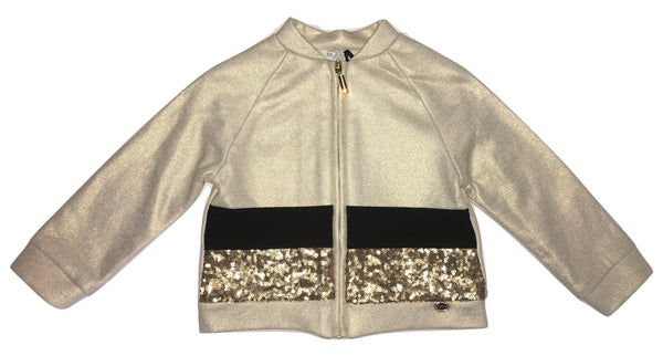 Byblos Girls Gold And Black Jacket/ Jumper With Sequin And Logo