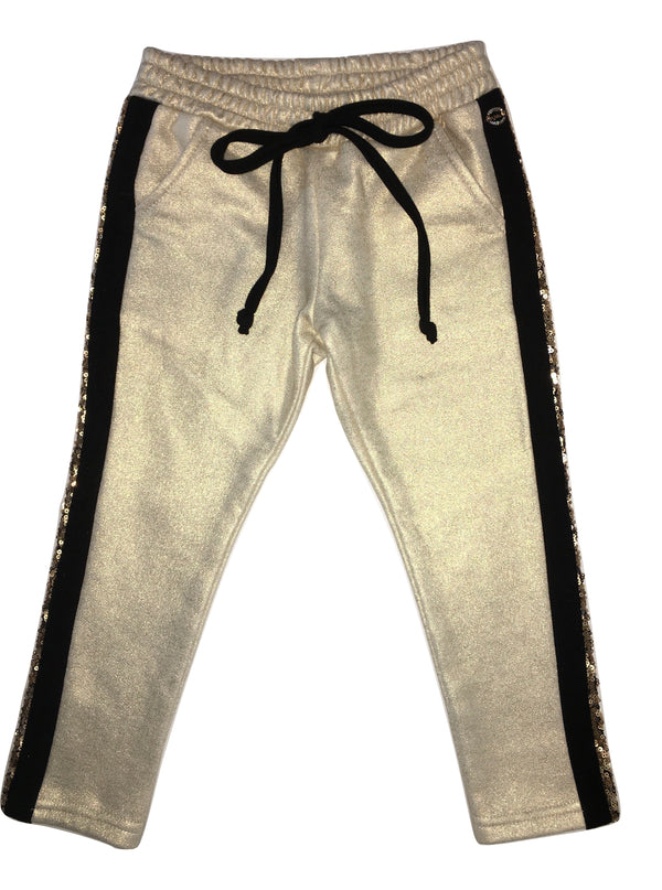 Byblos Girls Gold And Black Trousers With Sequin On The Sides