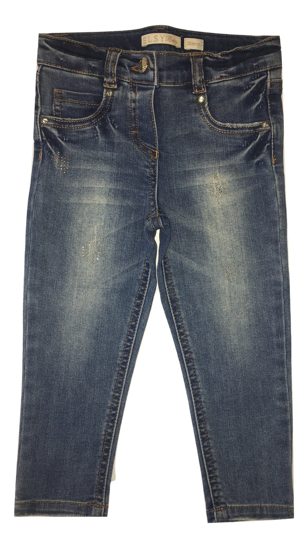 Elsy Baby Girls Skinny Blue Jeans With Sparkle