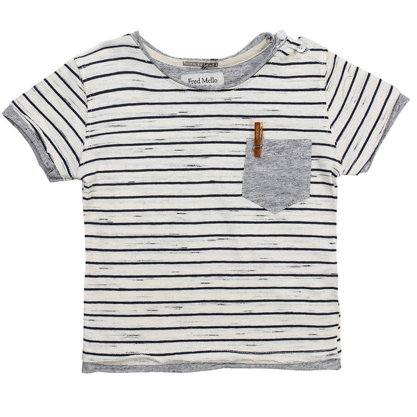 FRED MELLO Boys Stripped T-Shirt With Pocket