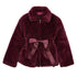 Frankie Morello Girls Plum Fur Jacket With Front Ribbon