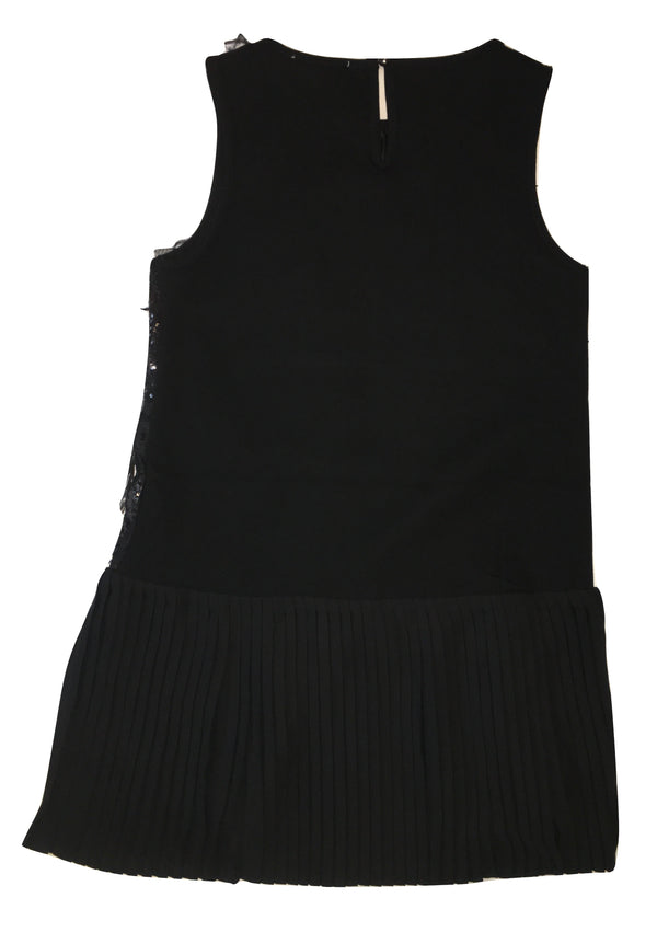 Gaialuna Girls Black Dress With Sequin And Feather