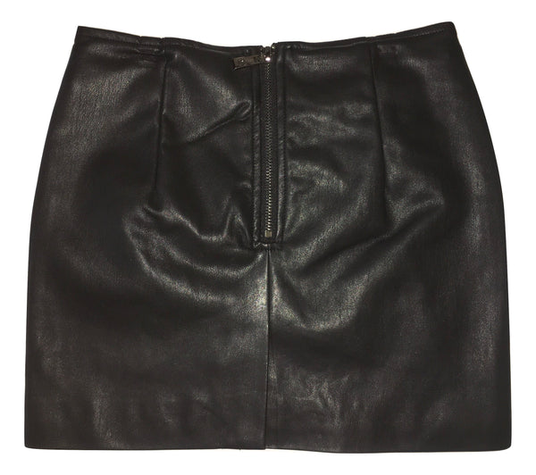 Gaialuna Girls Black Leather - Like Skirt With Flowers