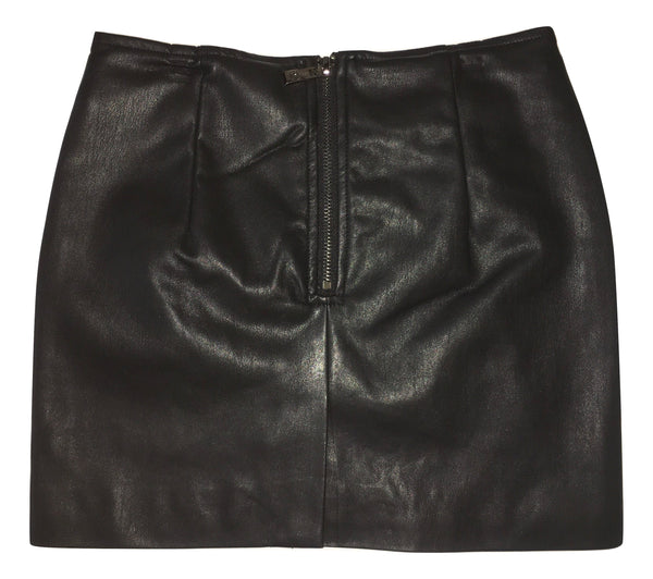 Gaialuna Girls Black Leather - Like Skirt With Flowers