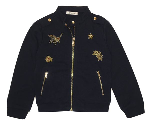 Gaialuna Girls Navy Blue Jacket/ Jumper With Front Gold Beading