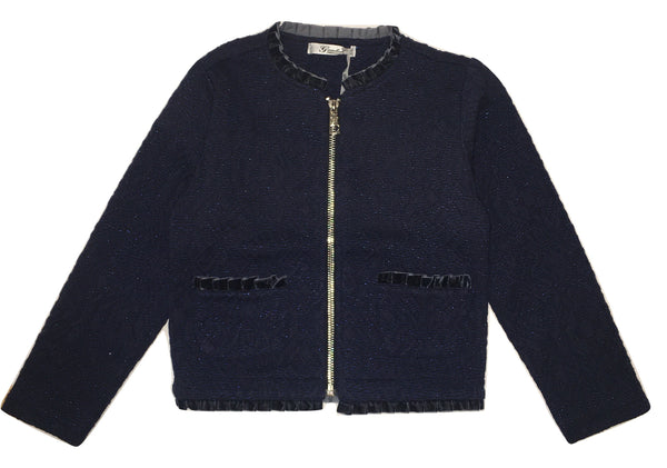 Gaialuna Girls Navy Blue Jacket/ Jumper With Zip And Pockets