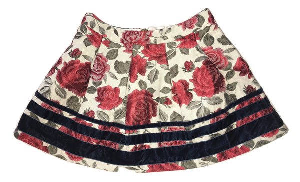 Gaialuna Girls Cream Skirt With Red Roses