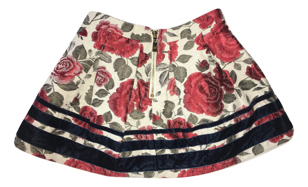 Gaialuna Girls Cream Skirt With Red Roses
