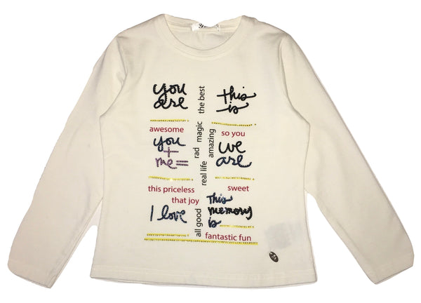 Gaialuna Girls Cream Long Sleeves Top With Front Text