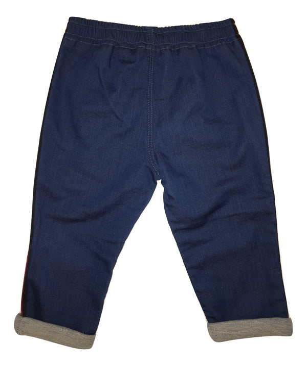 Gucci Boys Blue Trousers with Red and Navy Side Stripes
