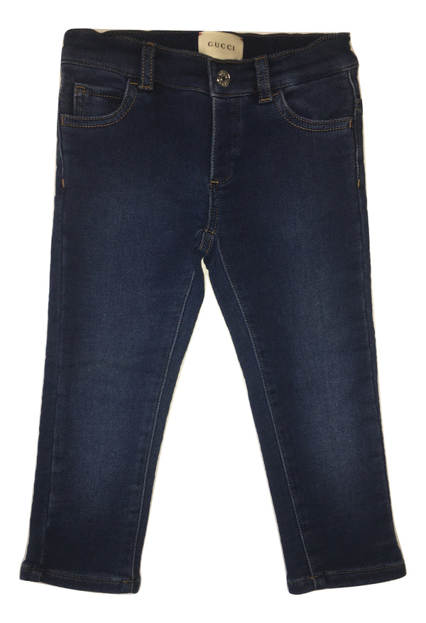 Gucci Girls Blue Stretchy Jeans With Logo