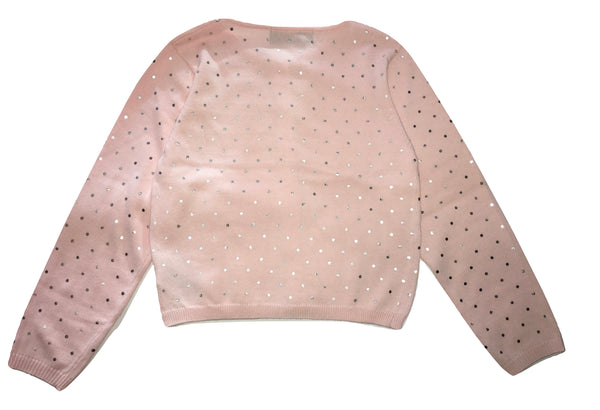 Harmont & Blaine Girls Pink Cardigan With Silver Polka Dots