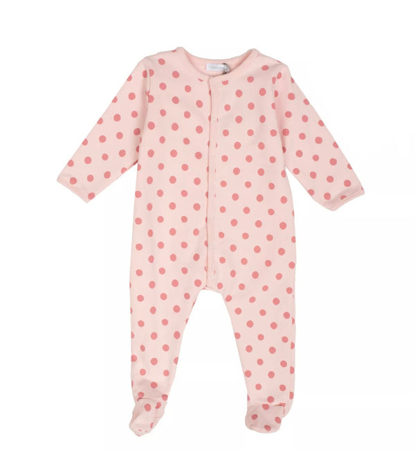 ABSORBA Baby Girl Light Pink Polka Dots Cotton Babygrow