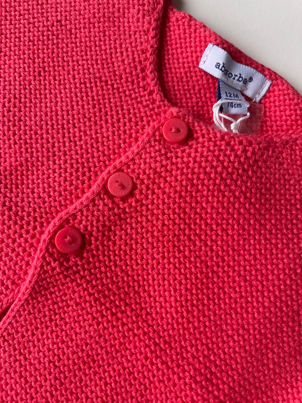 ABSORBA Pink Knitted Cardigan 100% Cotton With Button Closure