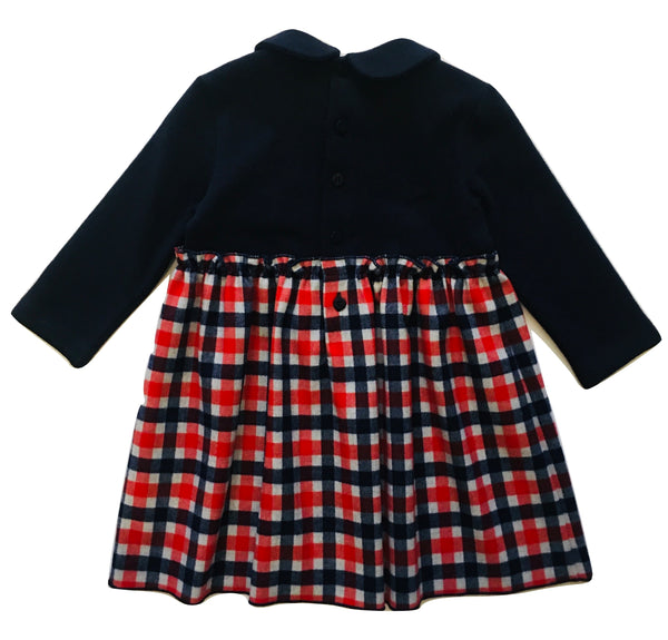 Il Gufo Baby Girls Blue And Red Check Dress With Bow