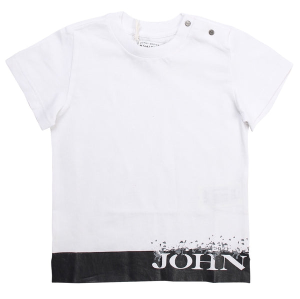 JOHN GALLIANO Boys White T-Shirt With Coated Logo