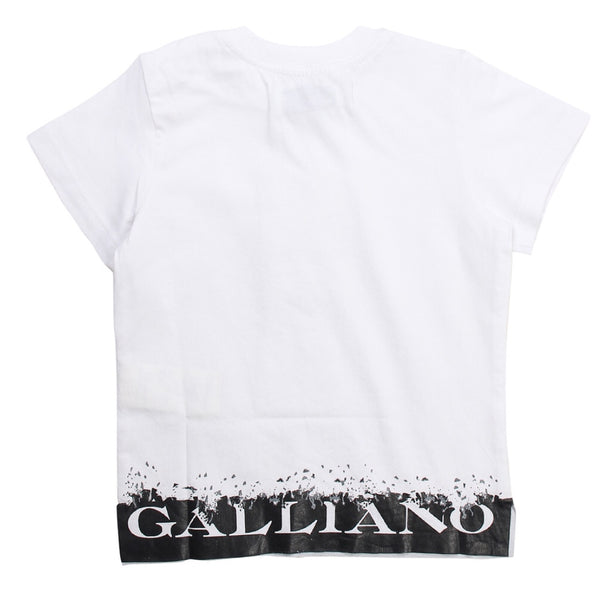 JOHN GALLIANO Boys White T-Shirt With Coated Logo