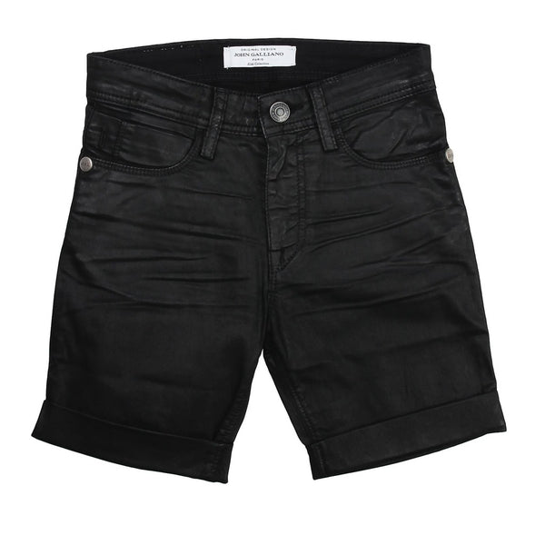 JOHN GALLIANO Boys Shorts Black Coated Effect