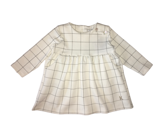 The Kapricciosa Baby Girls Cream Dress With Back Buttons