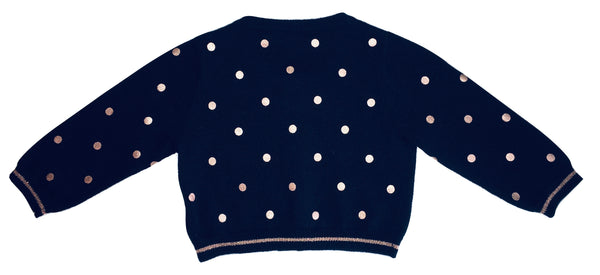 Liu Jo Baby Girls Navy Blue With Gold Polka Dots Cardigan