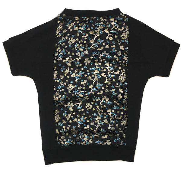 Le petit coco Girls Black Top With Flowery Pattern