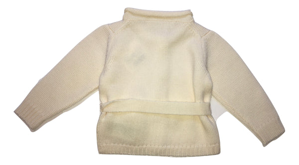 Le petit coco Baby Girls Cream Wool Cardigan with Cord
