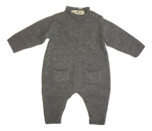 Le petit coco Grey Footless Cashmere Babygrow With Pockets