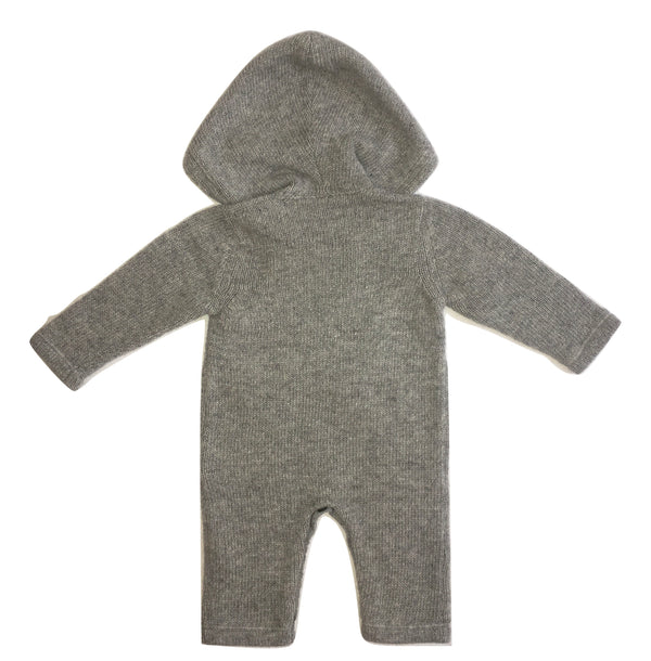 Le petit coco Grey Footless Babygrow With Pocket And Hoodie
