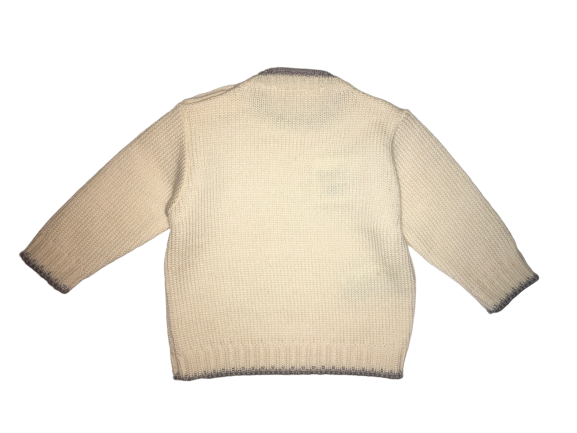 Le petit coco Baby Cream And Grey Wool Jumper