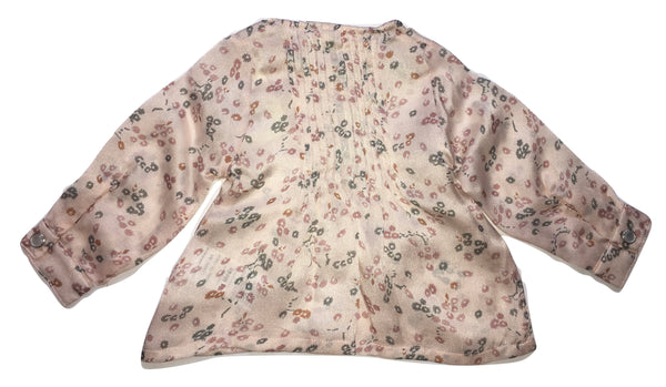 Le petit coco Girls Pink Silk Flowery Top
